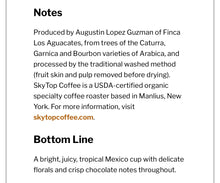 Load image into Gallery viewer, MEXICO - CUP OF EXCELLENCE -#4 (LIGHT)-Rated 95 by Coffee Review!
