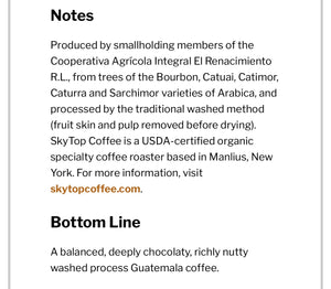 GUATEMALA - ATITLAN - (MED - LIGHT)-Rated 93 by Coffee Review!