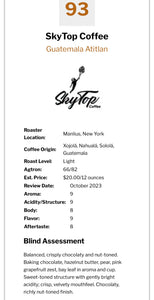 GUATEMALA - ATITLAN - (MED - LIGHT)-Rated 93 by Coffee Review!