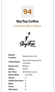 COLOMBIA - WUSH WUSH - (LIGHT)-Rated 94 by Coffee Review!