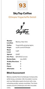 ETHIOPIA - YIRGACHEFFE - GOTITI (LIGHT)- RATED 93 by COFFEE REVIEW