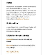 Load image into Gallery viewer, ETHIOPIA - YIRGACHEFFE - GOTITI (LIGHT)- RATED 93 by COFFEE REVIEW